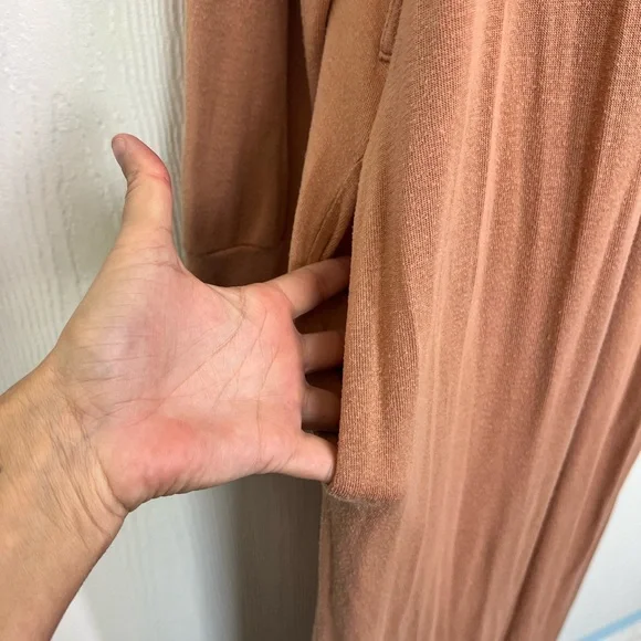 Skims - Cotton Umber Long Sleeve Poplin Tie Front Sleep Robe Size Medium - Picture 7 of 9